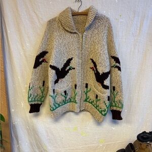 Vintage 1960s cowichan birds sweater
